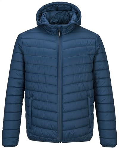 Outdoor Ventures Leichte Steppjacke Herren Übergangsjacke Packbare Puffer Jacke Winterjacke für Männer Zum Ski Wandern Reisen Navy Blau M