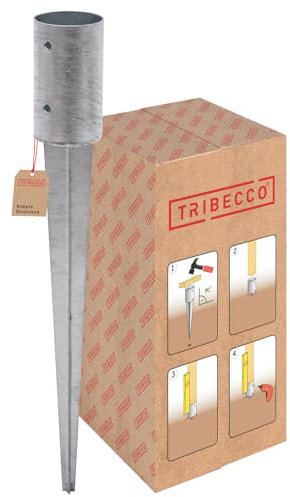 TRIBECCO Manicotto a terra zincato a caldo, supporto per palo rotondo, manicotto a terra, ancora, in acciaio, argento, ancoraggio a terra (fi 81 mm/650 mm)