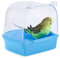 CHmiss Badewanne Kunststoff Vogel Papageien Badebox Vogel Wasser Badewanne Vogelkäfig Zubehör für Katzen, Finken, Wellensittiche, Weiße Pilze, Lerchen Und Kleine Vögel (Blau13X13X13.5cm)