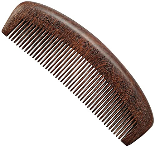 Pettine per capelli in ebano, pettine in legno a mezzaluna a denti fini, pettine in legno di sandalo in corno naturale, Pettine in legno semicircolare per capelli ricci, pettine per capelli vintage