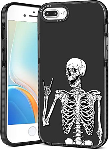 Toycamp for iPhone 8 Plus/7 Plus/6S Plus/6 Plus Case, Funny Bust Skeleton Skull Design for Women Girls Boys Teens Scary Cartoon Print Case, (5.5 Inch), Black