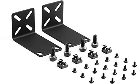 PhyinLan Rack Mount Kit, verstellbare Rack-Ohren für Netgear, Cisco, D-Link, TRENDnet und Dell Produkte, Montage von 12,6-Zoll Breiten bis 19-Zoll-Geräten, Verstellbarer Lochabstand 14-30 mm