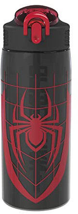 Zak Designs Marvel Spider-Man Bouteille d'eau en plastique durable avec paille, poignée et couvercle anti-fuite pour école ou voyage, 758,7 g (Spider-Man)