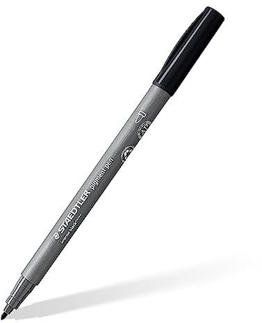 STAEDTLER Fasermaler pigment Arts, intensiv schwarz, pigmentierte Premium-Zeichentusche, wasserfest, schmierfrei übermalbar, 1,00 mm Rundspitze, 10 schwarze pigment pens im Kartonetui, 376-99