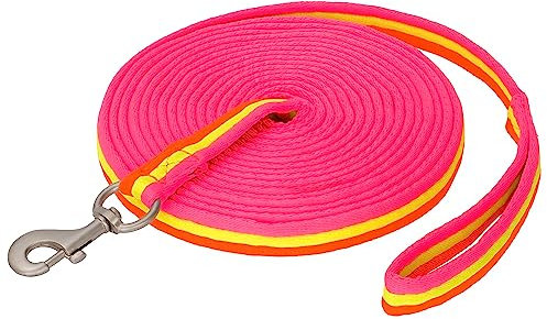 Start Longierleine für Reitsport – Pferdelonge 8 m aus Nylon – Softlonge mit Handschlaufe & Karabiner – rutschfeste Longe für Pferd – Robuste Longierleine für Training (Neonpink/Neongrün/Neonorange)