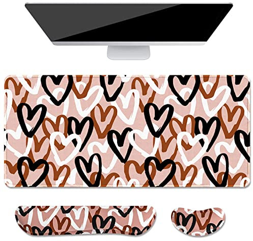 Auhoahsil Grand tapis de souris avec repose-poignets pour clavier et souris, repose-poignet épais, doux et ergonomique en mousse à mémoire de forme, grand et long, 90,2 x 40,9 cm, pour ordinateur de