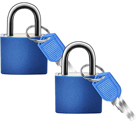 Suitcase Locks with Keys - Pack of 2 Small Padlock with Keys Luggage Locks for Travel Luggage/Gym Locker/Baggage/Holiday Cases, Blue