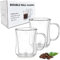 Nestling 2x220ml Double Walled Coffee Glasses Mugs with Handle, Cappuccino Latte Macchiato Cups for Tea Coffee Milk Juice Ice Cream, Dishwasher Safe, Heat Resistant Glass Cups