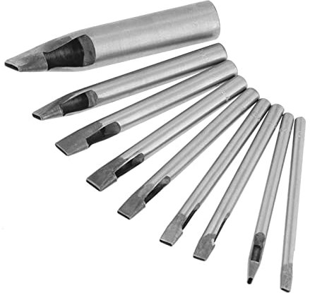 9-teiliges Lederhandwerk-Ovalform-Lochstanzen-Set, 2 Mm Hohlstanz-Schneidewerkzeug-Set Lederhandwerk-Stanzwerkzeug-Set für Uhrenarmband-Gürtel-Lederarbeiten