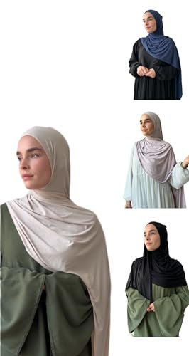 generisch Jersey Hijab Instant Ready to wear vorgenäht pinless Kopftuch Baumwolljersey fertighijab Muslima (schwarz)