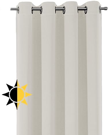BEAUTEX Verdunkelungsgardine mit Ösen, Blackout Ösenschal Blickdicht abdunkelnd, Größe und Farbe wählbar (Breite: 140 cm, Höhe: 225 cm, Creme)