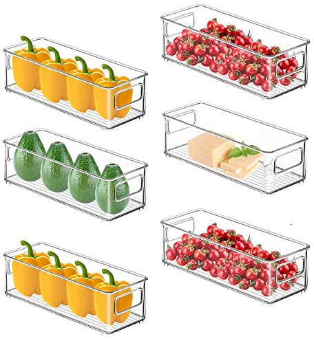 Guindxan Juego de organizadores de nevera, apilables, pequeñas cajas de nevera con asa para cocina, despensa, armarios, estantes