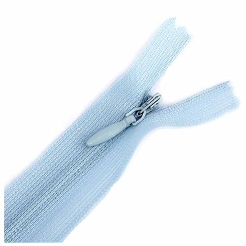 SHTGOI 2 cerniere invisibili in seta, 60 cm, divisibili, cerniere sottili con testa lampo, taglia 3, eleganti cerniere da cucire per vestiti, cuscini, borse, astuccio blu cielo