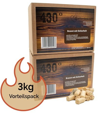 Natur Kaminanzünder, Ofenanzünder, Grillanzünder (12kg) | Grillanzünder, Ofenanzünder, lange Brenndauer ca. 9 Min., aus Holzresten, Naturmaterial, unbegrenzt lagerbar