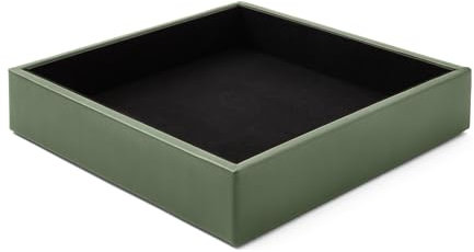 Eglooh - Minerva - Valet Tray Leather Green - Schreibtisch-Organizer mit modernem Design - Ablageschale für Schlüssel, Münzen, Schmuck - cm 16,5 x 16,5 cm - Komplett hergestellt in Italien
