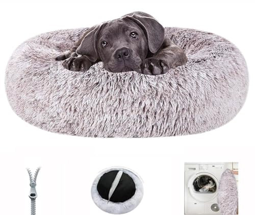 Hundebett, ausziehbar, waschbar, rund, weich, Katzenbett, Hundesofa, Hundekissen, Anti-Stress, beruhigend, rutschfest, große und mittlere Matte (Kaffee)