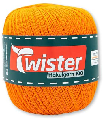 Frida's Wollhaus Twister 100 g Häkelgarn 100 Baumwolle mercerisiert gekämmt gasiert 18 Farben (28 | Orange)
