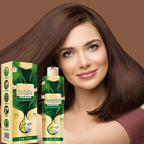 Sofortiges braunes Haarfärbe-Shampoo, pflanzliche natürliche Inhaltsstoffe, organische braune Haarfarbe, 100 Braunabdeckung, langanhaltendes Unisex-Farbshampoo, 300 ml