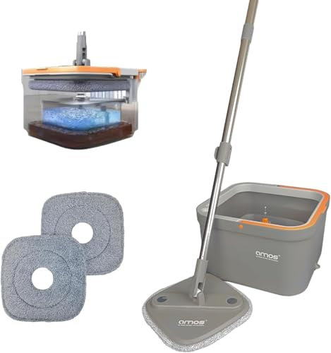 AMOS 2 X Reusable Microfiber Flat Mop Heads For Spin Mop