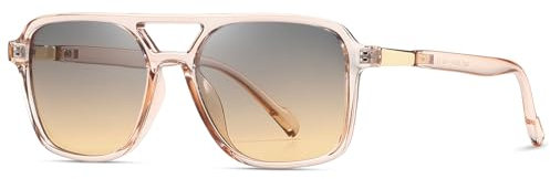 kimorn Retro Sonnenbrille für Damen Herren Trendy Retro Sonnenbrille Rechteck Rahmen Schatten K1649 (Rosa/Grau Braun)