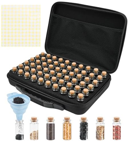 LPAMABA Saatgut Aufbewahrungsbox, 60 Slots Samen Organizer Seed Storage Organizer, Saatgut Box Aufbewahrung mit Trichter Pinzette Etikettenaufklebern für Gemüse Samen, Diamond Painting Zubehör