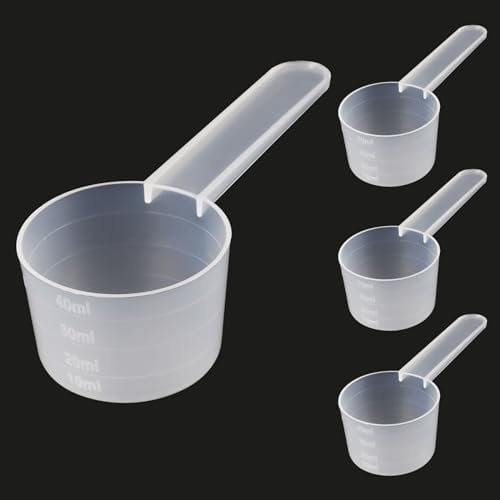 Messlöffel, 4 Stück Dosierlöffel Transparent Mit Skala 10ml, 20ml,30ml, 40ml Waagen, Waschmittel Dosierhilfe, Dosier-Löffel 40ml für Waschpulver Protein Pulver