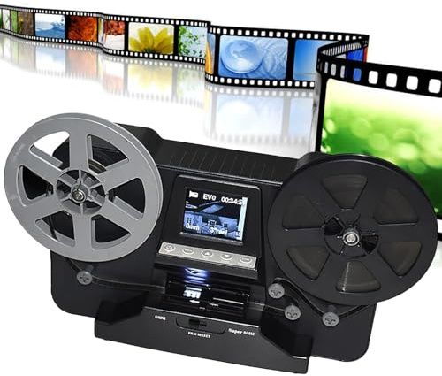PixCy Scanner Pellicole 8 Mm,Digitalizzatore Pellicole 2,4 Pollici con Bobine 3 4 5 in File Digitali Mp4 1080p,Supporta Pellicole Sonore E Non Richiede Driver Computer