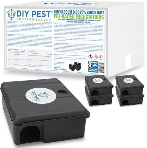 DIY PEST Humane Mouse Traps for Indoors & Outdoors - 5 Pack Mouse Trap Boxes | Mouse Trap Box in Tamper-Resistant Station | Effective Mice Control | Versatile Mouse Traps for Indoor/Outdoor Use