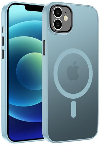 ORDA für iPhone 12 Hülle 6.1 Zoll Kompatibel mit MagSafe,Magnetisch Handyhülle für iPhone 12 Pro Case Durchscheinende Matt Rückseite für iPhone 12/12 Pro Dünn Stoßfest Schutzhülle hellblau