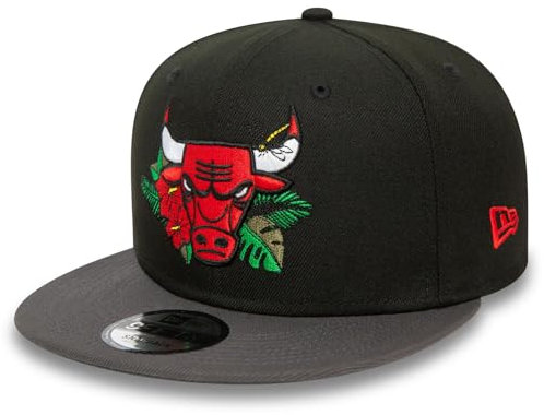 New Era 9Fifty Snapback Cappellino - Floral Chicago Bulls, Nero , M/L