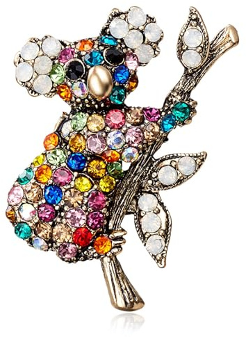 Wendalern Niedlich Strass Koala Brosche Pin Voll Diamant Cz Koala Bär Brosche Bunten Kristall Wombat Tier Revers Pin Vintage Korsage Kleidung Dekor Abzeichen Zubehör Schmuck Für Frauen Mädchen