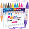 APOGO Dual Tip Paint Pens Paint Markers (0.7mm & 2-3mm), 12 Colors Permanent Paint Marker Pens Set, Oil Based Waterproof Paint Pen for Rocks Painting, Wood, Metal, Plastic, Canvas, Pumpkins