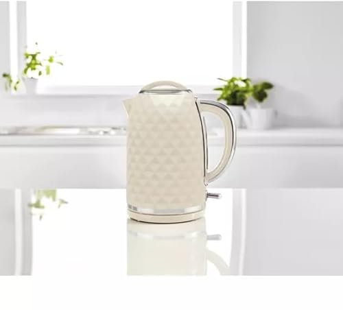 New Modern Cream Textured 3kw Fast Boil Kettle 1.7L Boil Dry Protection Jug Kettle Kitchen Appliance Textured Electric Rapid Boil - D79