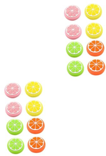 LABRIMP 16stücke Daumengriff Für Joystick Schützkappen Mit Buntem Zitronen-Muster Für Analoge Sticks Einfache Installation Und Farbenfrohe Dekoration Für Spielkonsolen