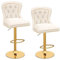 RELAX4LIFE Barhocker 2er Set, Samthocker höhenverstellbar & 360° drehbar, Barstuhl mit Chesterfield-Rückenlehne, Fußstütze & Ringgriff, Hocker für Küche Bar Café Restaurant (Beige)