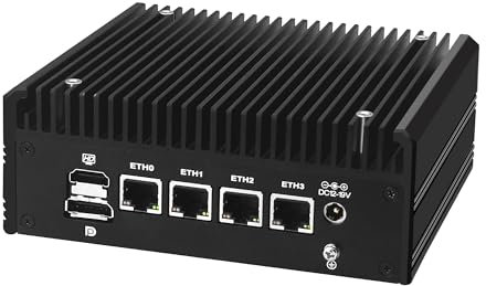 AIOPCWA Mini PC AMD Ryzen 5 5500U Firewall Appliance, Fanless Mini Computer 4 Port 2.5GbE i226-V LAN, OPNsense Micro PC DDR4 64 Go RAM 1 To SSD, USB-C, 3 Display, 2-NVMe, 2-SATA, TF