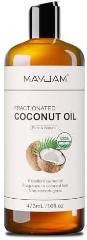 MAYJAM Organic Coconut Oil 473ML, Handcraft Fractionated Coconut Oil, Pure Natural DIY Beauty Recipes, pure coconut oil for Skin and Hair Treatments