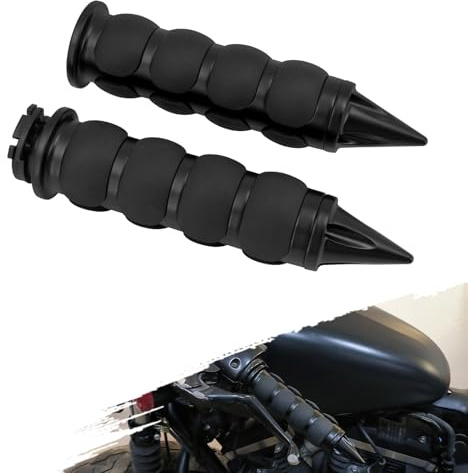Motorcycle 1 Handlebar Hand Grips 25mm Bar End Handle Bar Grip Fit for Harley Touring FLHR Softail Fat Boy Sportster XL 883 1200 Choppers Dyna Fit for Honda (Black Hand Grips)