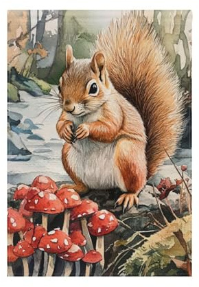 Ästhetische Eichhörnchen-Pilz-Flagge, groß, für den Außenbereich, Oster-Türbanner für Hof-Dekoration, 71 x 101 cm, doppelseitig
