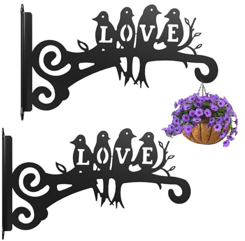 DragonX2 2 Pezzi Ganci Staffa Per Piante, Ganci Per Lanterna Appendere Alla Parete Pianta Giardino Appendiabiti Cesto Pensile Per Mangiatoie Uccelli Lanterne Decorazione Esterni (4 oiseaux)