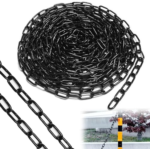 YushengTai 10m Stahlkette Schwarz, Stahlkette 3mm, Oberfläche Verzinkt Eisenkette, Gliederkette Meterware für Aufhängen von Zäunen, Schaukeln, Hängesessel