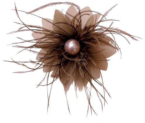 85 mm elegante Damen-Brosche, Fascinator, Feder, Blume, mit Perlen, Muschel, Netz, Clip, Haarspange, Haarnadel, Krawatte, Zubehör, Hochzeit, Party, Cocktail, Derby, Charme, Schmuck für Sie