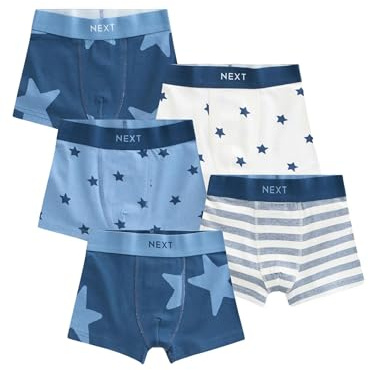 NEXT Jungen Gemusterte Unterhosen im 5er-Pack Blaue Sterne & Streifen Numeric_146-numeric_152