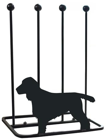 Steel 'Cocker Spaniel' Black Double Welly Boot Rack Handmade Metal Boot Holder Stand Sturdy Outdoor Footwear Storage for Garden Porch or Entryway Decor