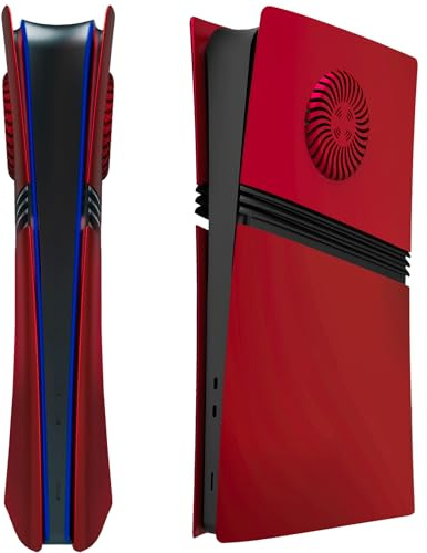 Cover Plates for PS5 Pro Digital Edition with Cooling Vent, PS5 Pro Faceplate ABS Hard Shockproof Anti-Scratch Dustproof Protective Plates, Replacement Side Shell Skin Case (Red)