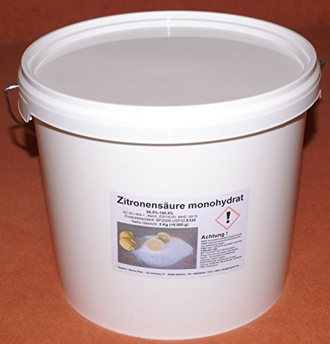 Zitronensäure 5 Kg, reine Lebensmittelqualität E330 im Eimer