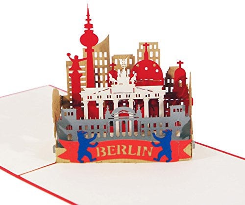 3D KARTE Berlin Skyline I Pop-Up Karte als Reisegutschein, Grußkarte, Geschenkkarte, Geburtstagskarte I Klappkarte als Andenken, Souvenir
