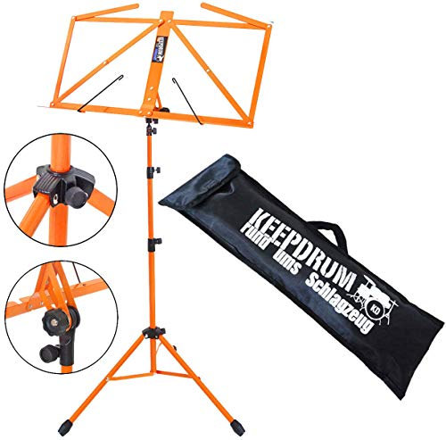 keepdrum MUS3OR Notenstaender Notenpult Orange mit Tasche Bag