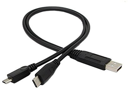 USB C (Tipo C) y Cable Divisor, cerrxian USB 2.0 a Macho a USB C Tipo C Macho y Micro USB Macho Sync & Cable de Carga Cable 1 m Negro