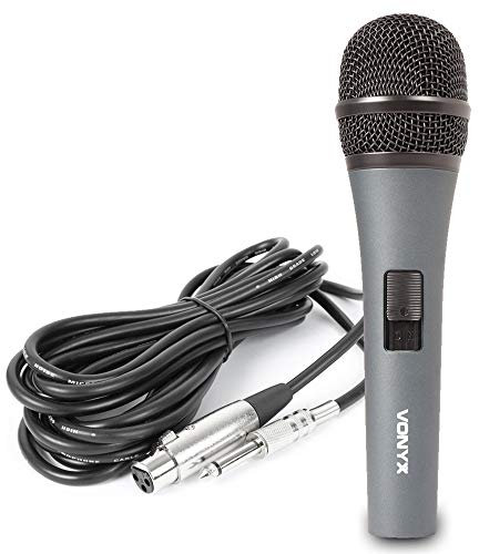 VONYX DM825 Wired Microphone with 5m Cord, Handheld Dynamic Mic, Clear Vocal Sound, Cardioid Pattern, Solid Metal Body, Perfect for Singing, Karaoke, DJ, Speeches, Live PA Performances